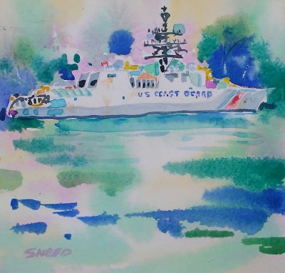 Coast Guard Home Port (2017)_Watercolor on Paper_7 in x 7.5 in
