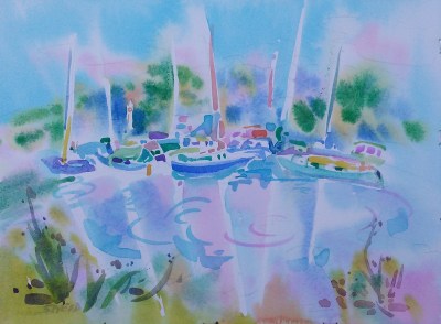 Emeryville Dream Boats (2017)_Watercolor on Paper_11.375 in x 15.375 in