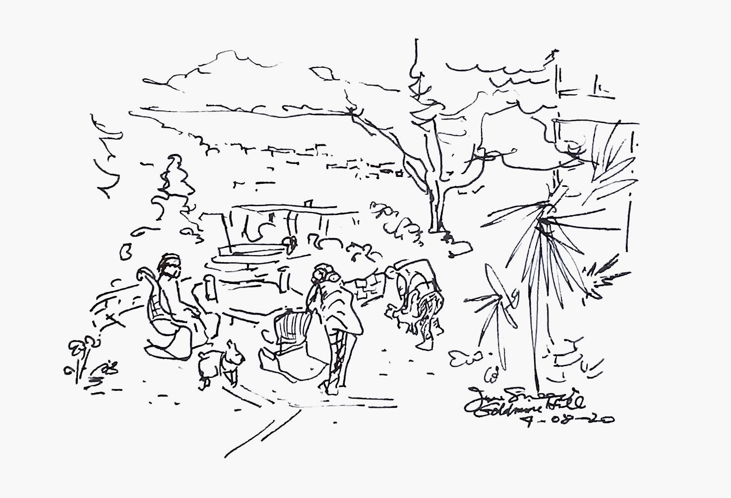 Goldmine Hill in Time of Pandemic, 5 in x 8 in, 20200408