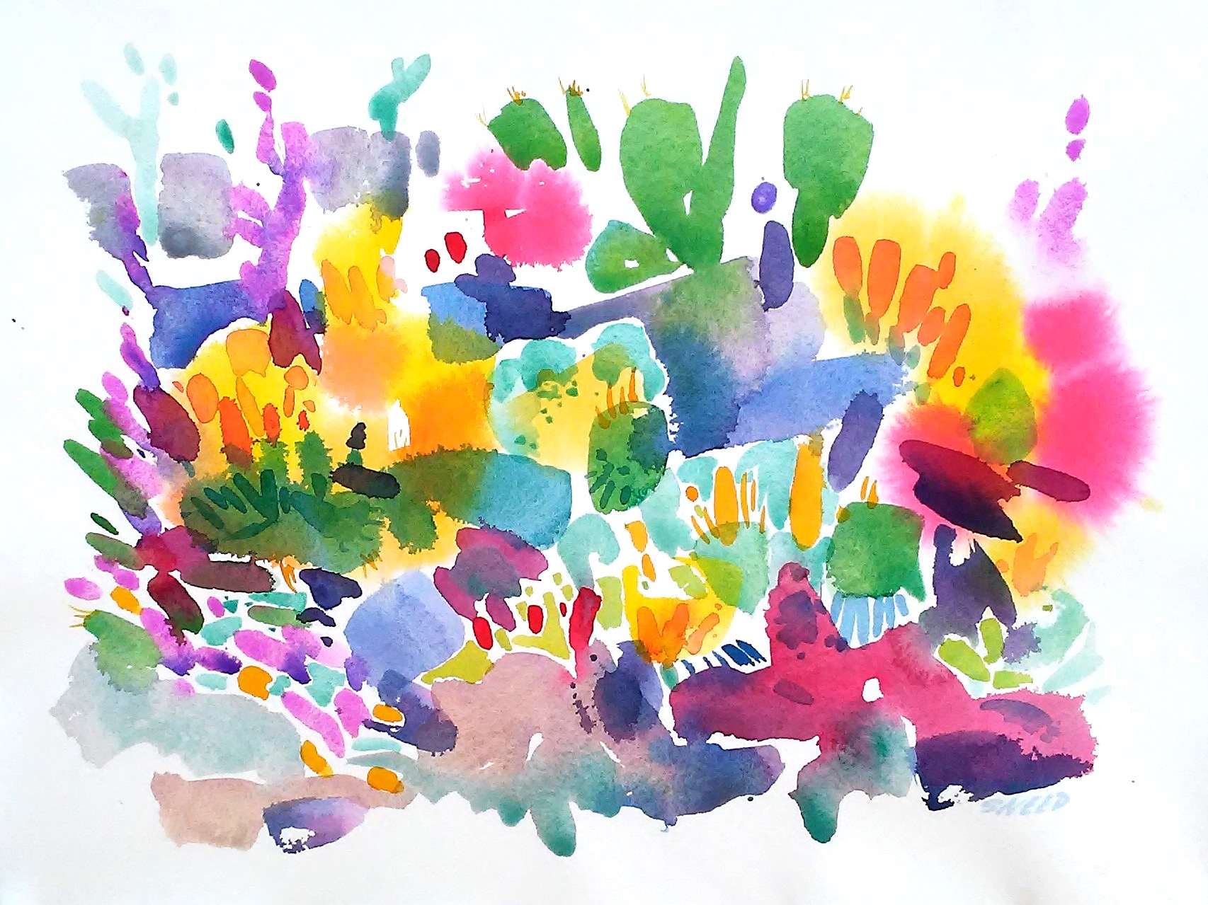 Summer Solstice Prickly Pears, 18 in x 22 in framed, 20190624