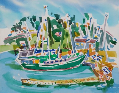 Treasure Island Marina (2017)_Watercolor on Paper_15.5 in x 19.5 in