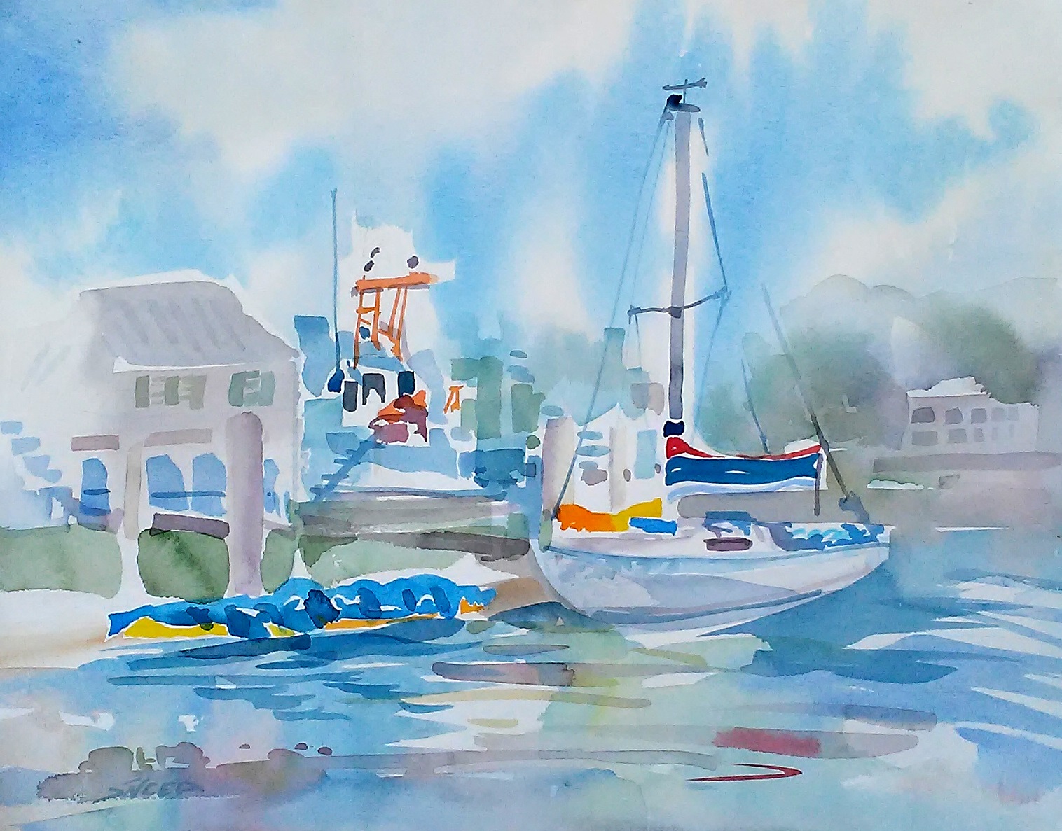 Marina Morning, Alameda Estuary, 15 in x 19 in, 20200720